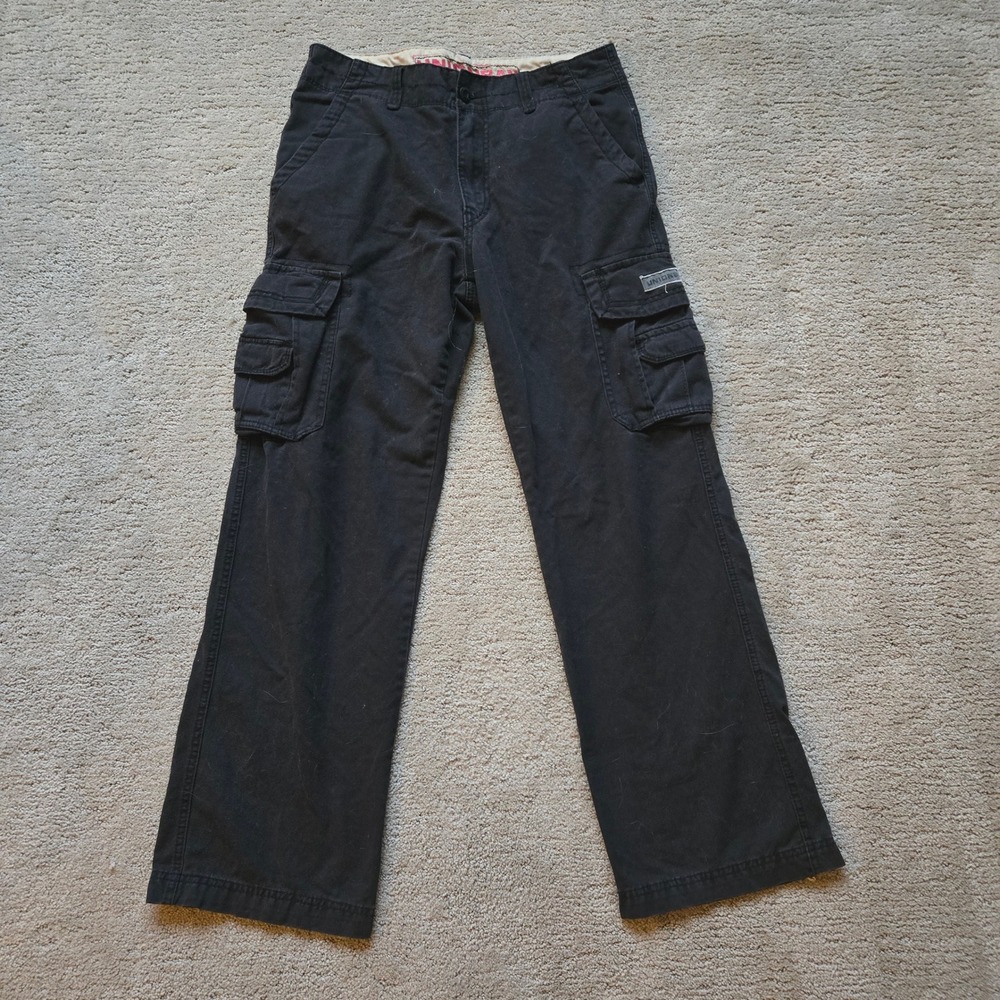 Unionbay vintage Mens Black Cargo Pants 32x32 Straight Leg Cotton Utility 90s